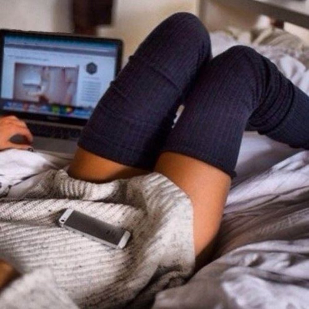 Ribbed Knit Thigh Highs